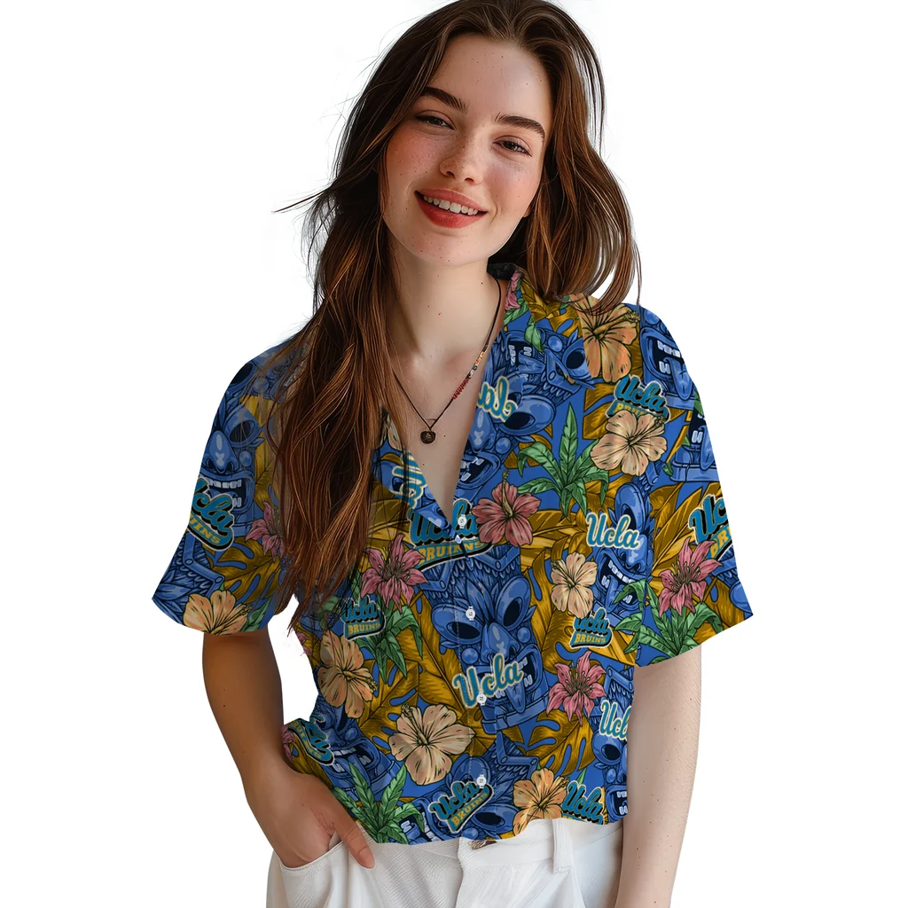 UCLA Bruins Hawaiian Shirt - Hibiscus Tiki Jungle ucla bruins tiki jungle blue hawaiian shirts latest model