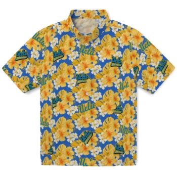 ucla bruins hibiscus tropics blue yellow hawaiian shirts best selling
