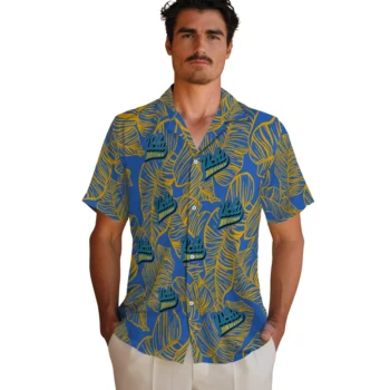 ucla bruins leaf outline blue hawaiian shirts fashion forward