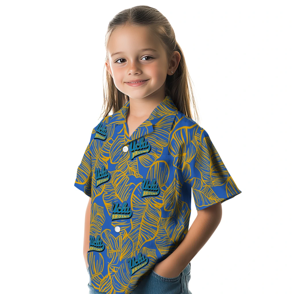 UCLA Bruins Hawaiian Shirt - Leaf Outline ucla bruins leaf outline blue hawaiian shirts premium grade