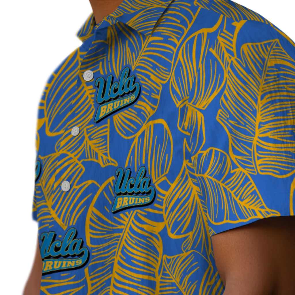 UCLA Bruins Hawaiian Shirt - Leaf Outline ucla bruins leaf outline blue hawaiian shirts trendy