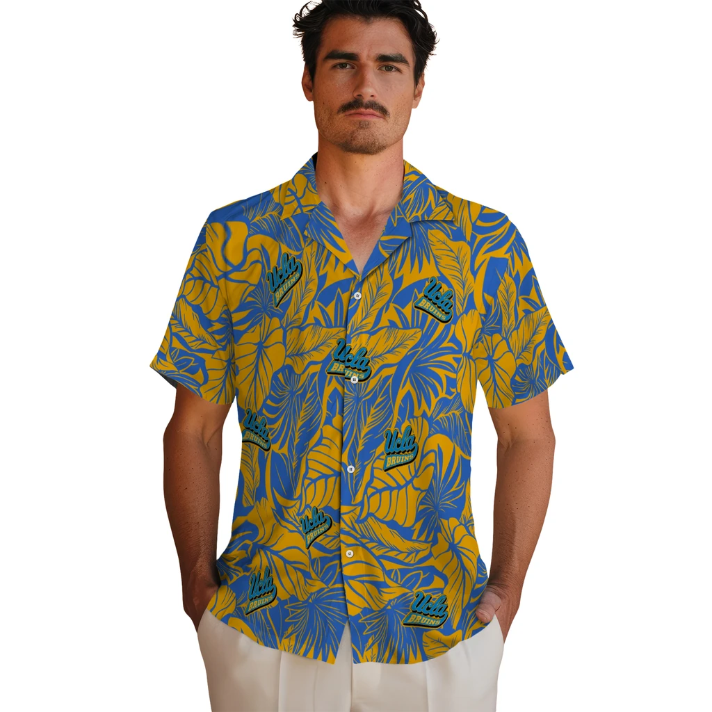 UCLA Bruins Hawaiian Shirt - Monstera Layer ucla bruins monstera layer blue hawaiian shirts fashion forward