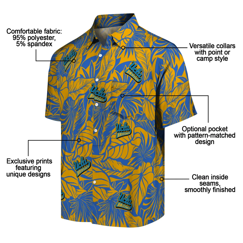 UCLA Bruins Hawaiian Shirt - Monstera Layer ucla bruins monstera layer blue hawaiian shirts new arrival