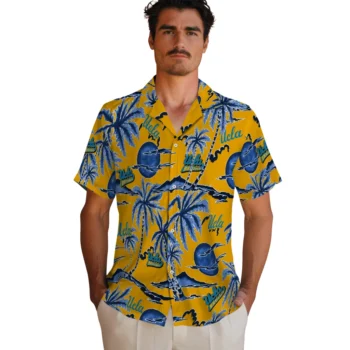 ucla bruins palm sunset hawaiian shirts fashion forward