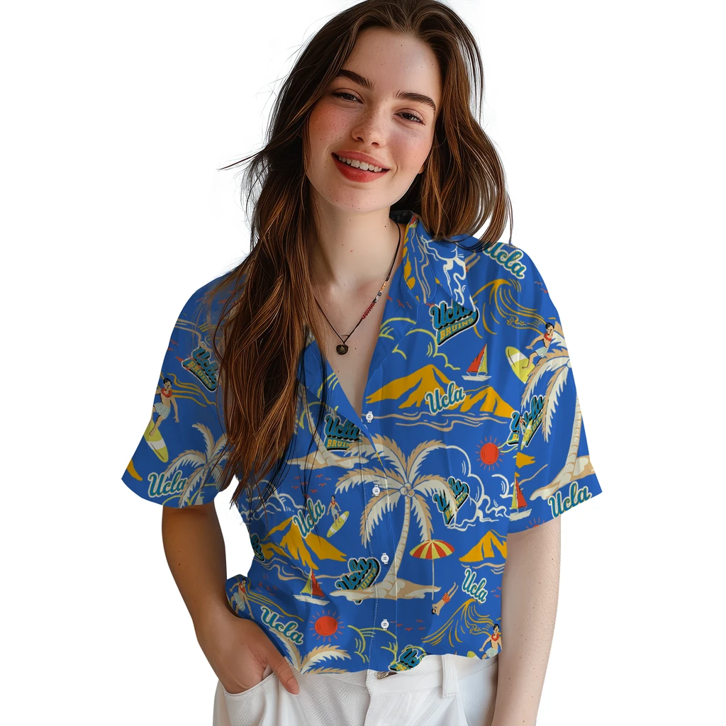 UCLA Bruins Hawaiian Shirt - Palm Tree Island ucla bruins palm tree island blue hawaiian shirts latest model