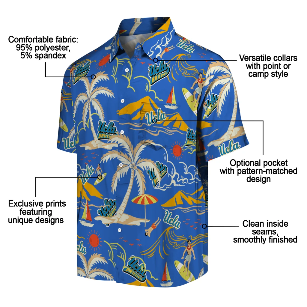UCLA Bruins Hawaiian Shirt - Palm Tree Island ucla bruins palm tree island blue hawaiian shirts new arrival