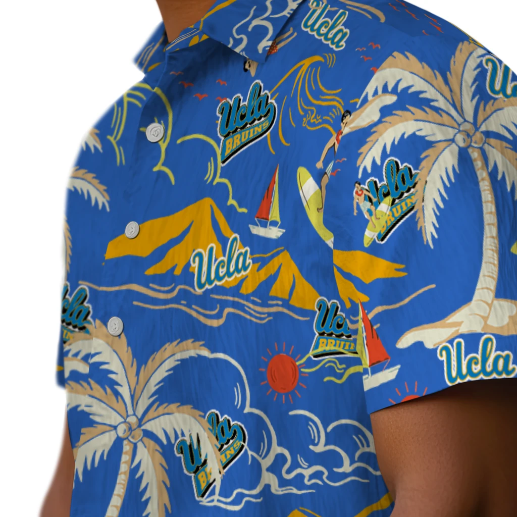 UCLA Bruins Hawaiian Shirt - Palm Tree Island ucla bruins palm tree island blue hawaiian shirts trendy