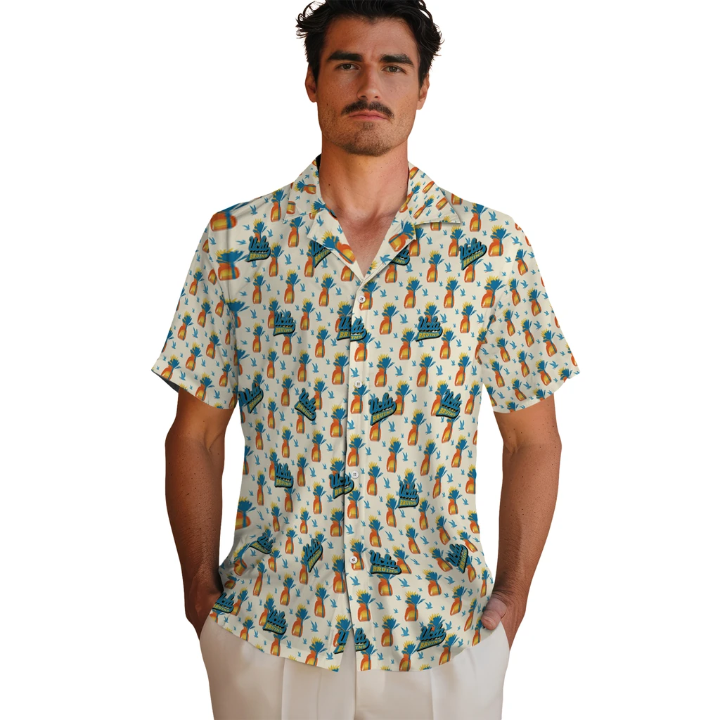 UCLA Bruins Hawaiian Shirt - Pineapple Delight ucla bruins pineapple delight beige hawaiian shirts fashion forward