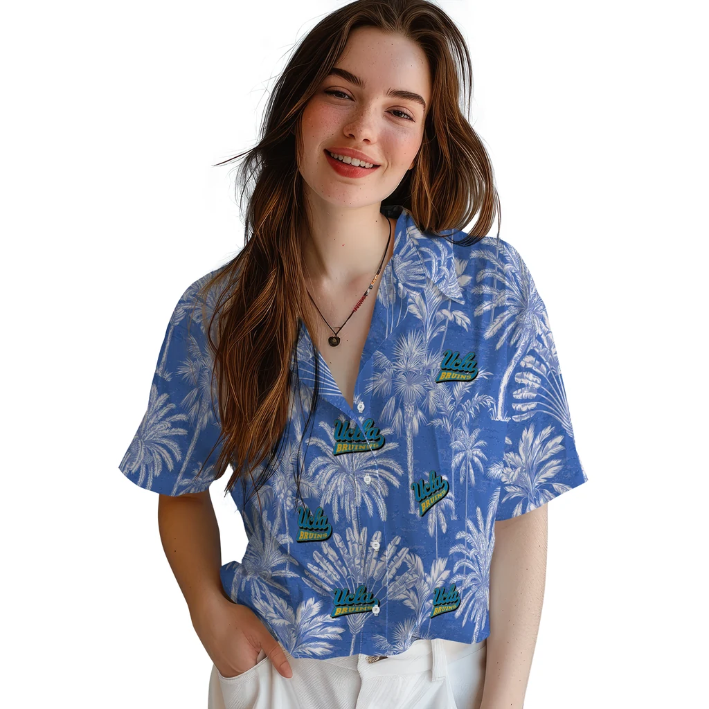 UCLA Bruins Hawaiian Shirt - Vintage Palm Tree ucla bruins palm shadows blue hawaiian shirts latest model