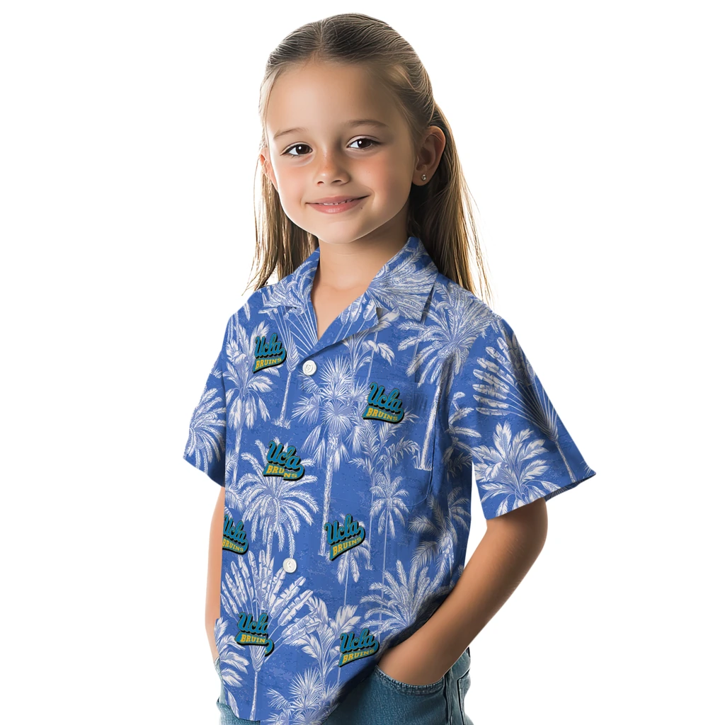 UCLA Bruins Hawaiian Shirt - Vintage Palm Tree ucla bruins palm shadows blue hawaiian shirts premium grade