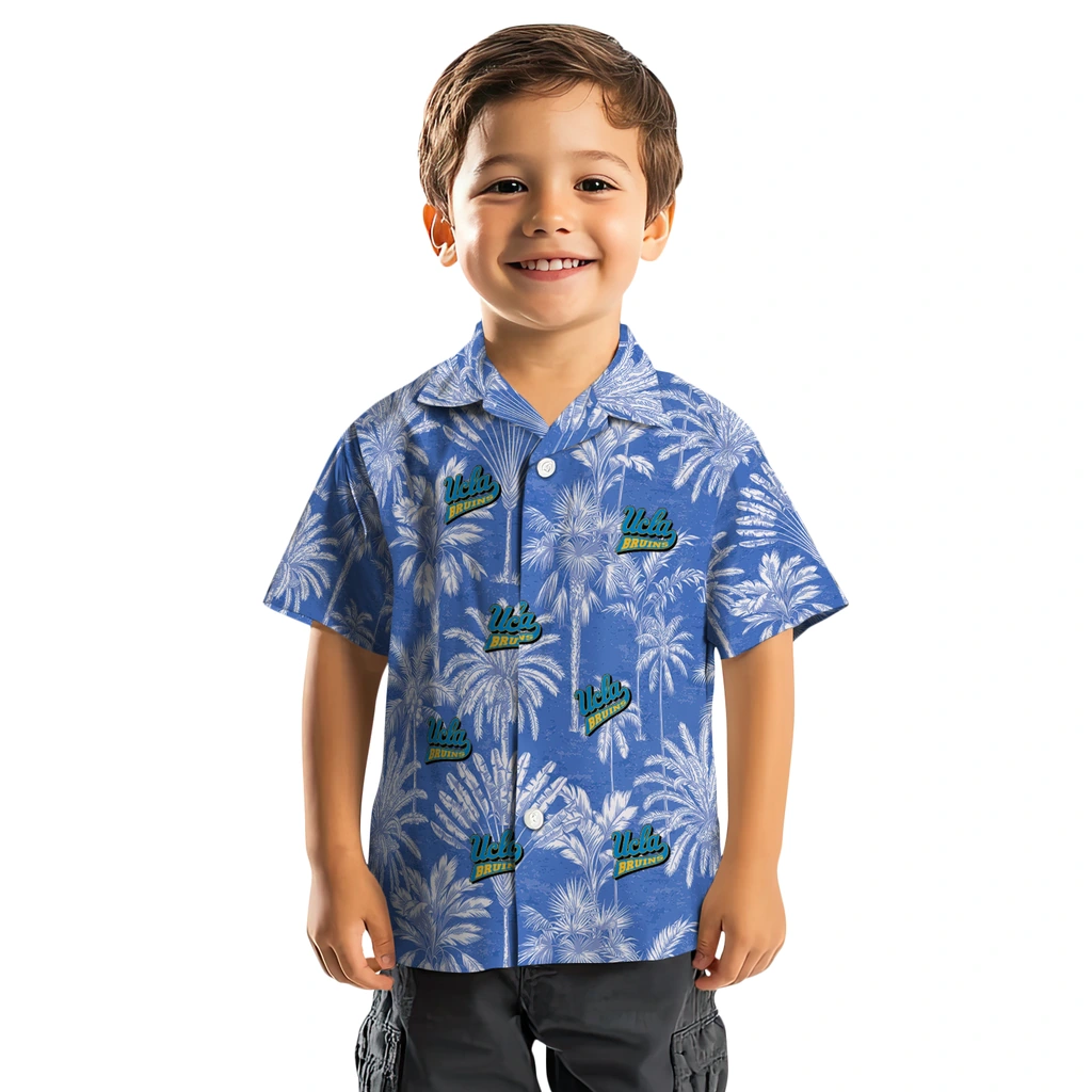 UCLA Bruins Hawaiian Shirt - Vintage Palm Tree ucla bruins palm shadows blue hawaiian shirts top rated