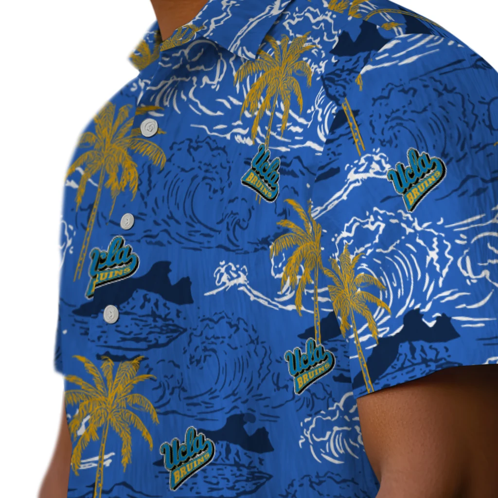 UCLA Bruins Hawaiian Shirt - Wave Palm ucla bruins wave palm blue hawaiian shirts trendy