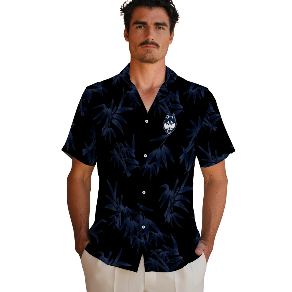 UConn Huskies Hawaiian Shirt - Bamboo Branches uconn huskies bamboo branches blue black hawaiian shirts fashion forward