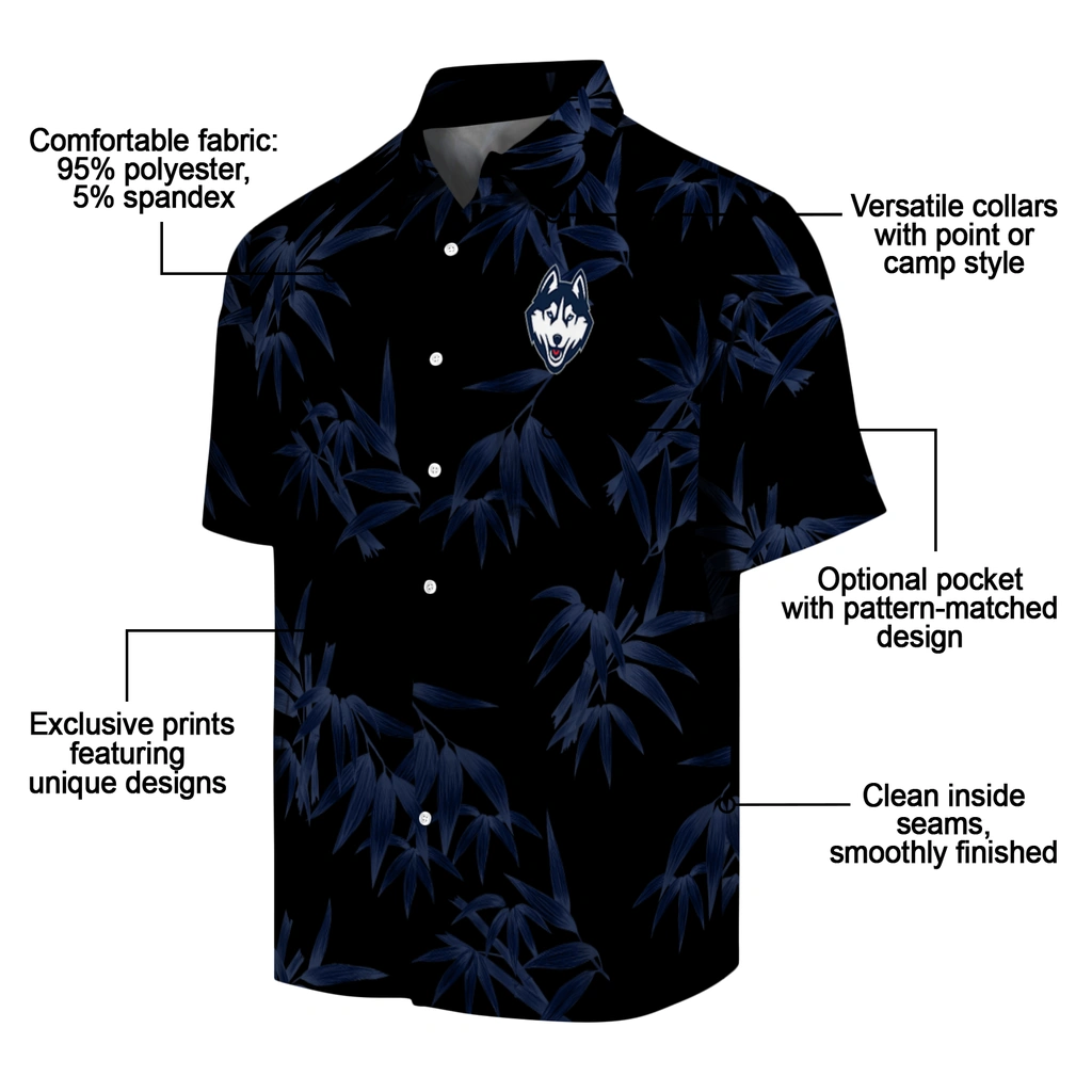 UConn Huskies Hawaiian Shirt - Bamboo Branches uconn huskies bamboo branches blue black hawaiian shirts new arrival