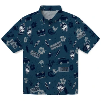 uconn huskies beach vibe navy hawaiian shirts best selling