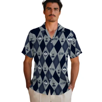 uconn huskies balloon plaid blue hawaiian shirts fashion forward