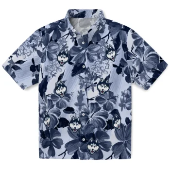 uconn huskies hibiscus arrangement blue hawaiian shirts best selling