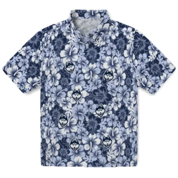 uconn huskies hibiscus blooms blue hawaiian shirts best selling