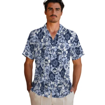 uconn huskies hibiscus blooms blue hawaiian shirts fashion forward
