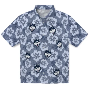 uconn huskies hibiscus cluster blue hawaiian shirts best selling
