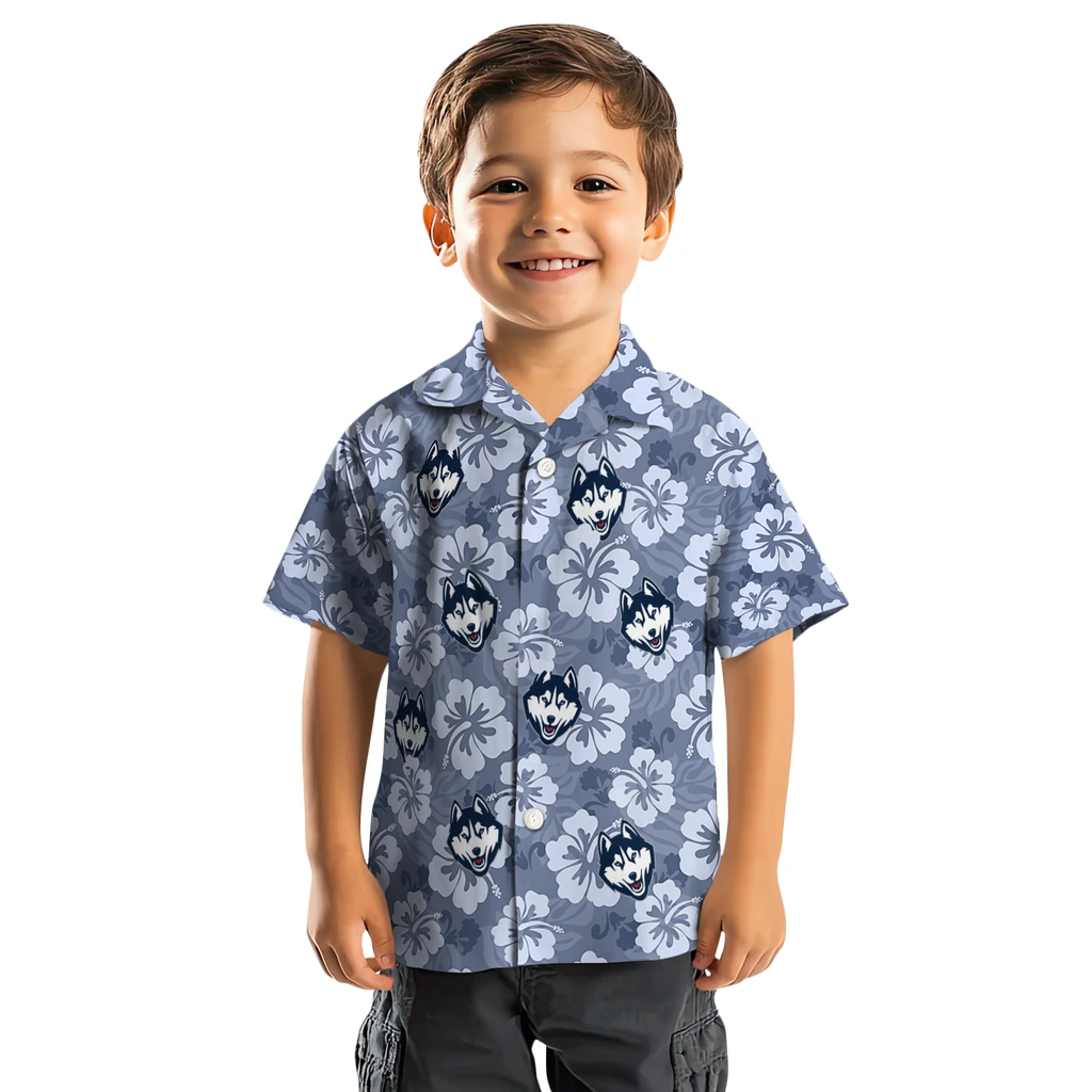 UConn Huskies Hawaiian Shirt - Hibiscus Cluster uconn huskies hibiscus cluster blue hawaiian shirts top rated