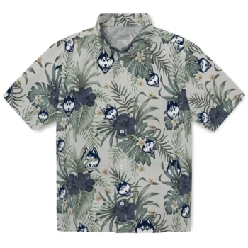 uconn huskies hibiscus designs beige hawaiian shirts best selling