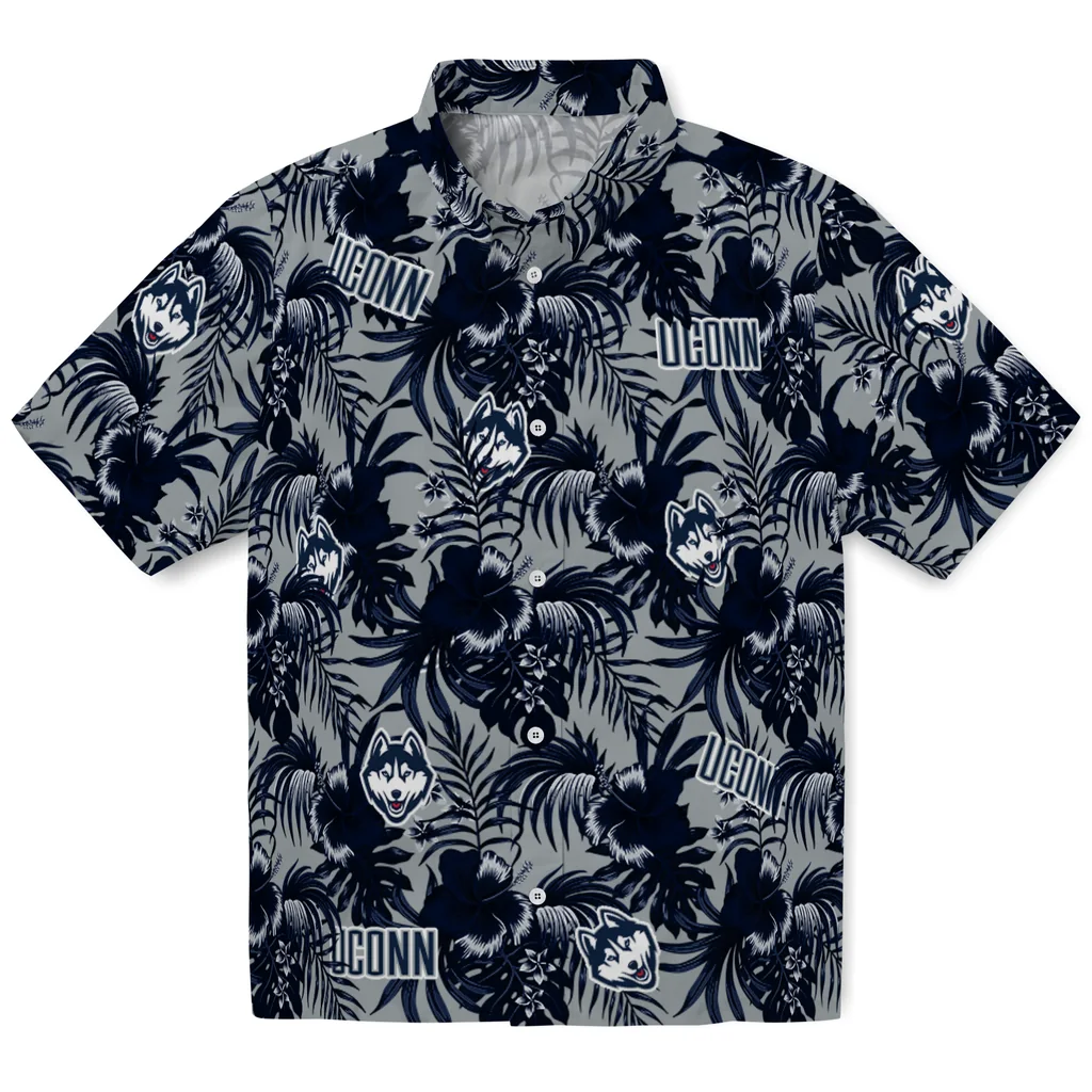 UConn Huskies Hawaiian Shirt - Hibiscus Exotic uconn huskies hibiscus exotic blue hawaiian shirts best selling