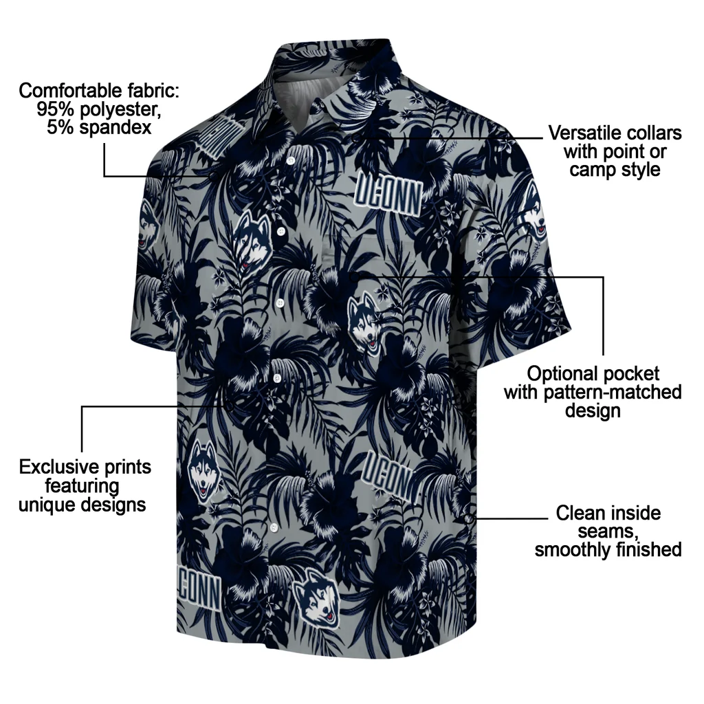 UConn Huskies Hawaiian Shirt - Hibiscus Exotic uconn huskies hibiscus exotic blue hawaiian shirts new arrival