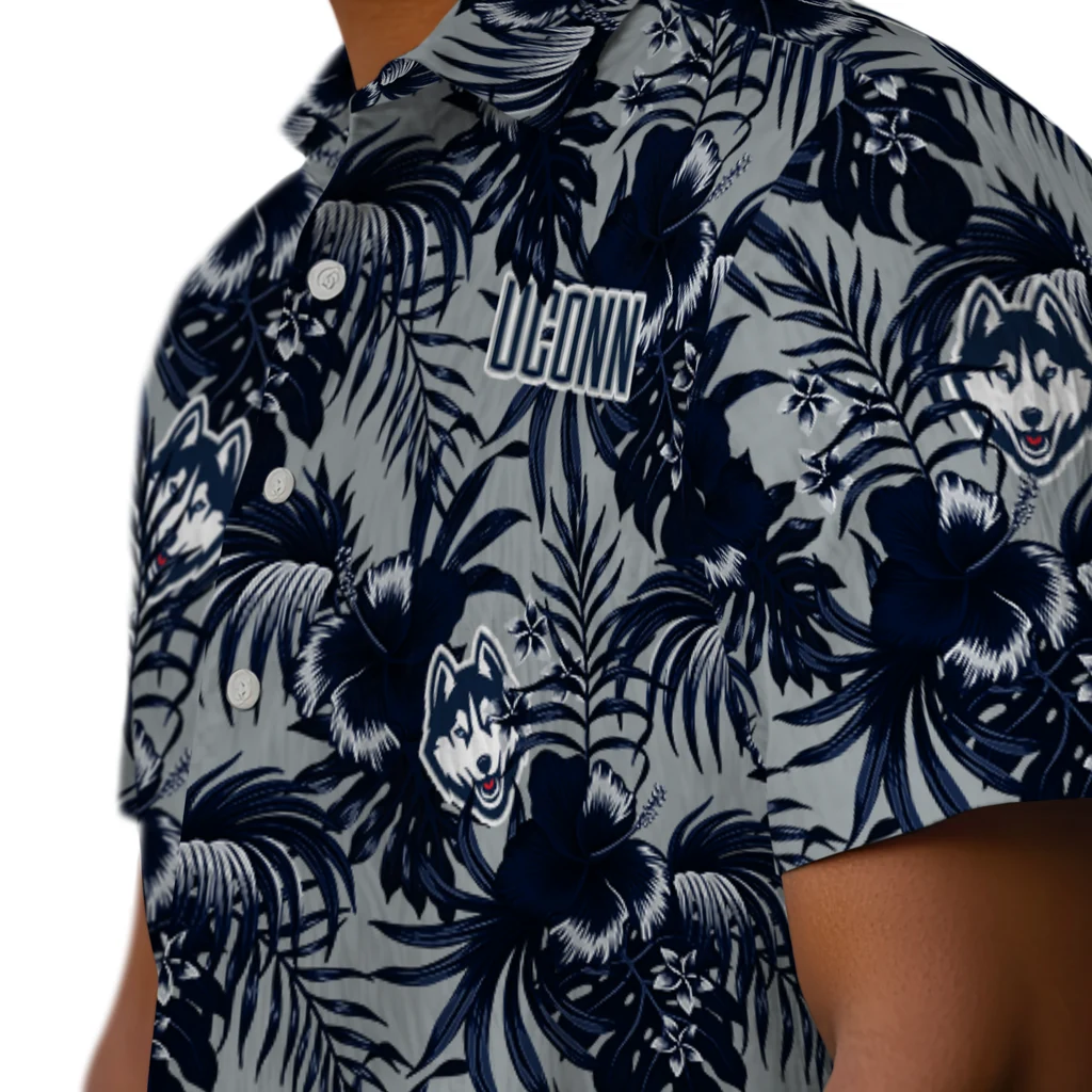 UConn Huskies Hawaiian Shirt - Hibiscus Exotic uconn huskies hibiscus exotic blue hawaiian shirts trendy
