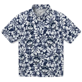 uconn huskies hibiscus motif blue white hawaiian shirts best selling