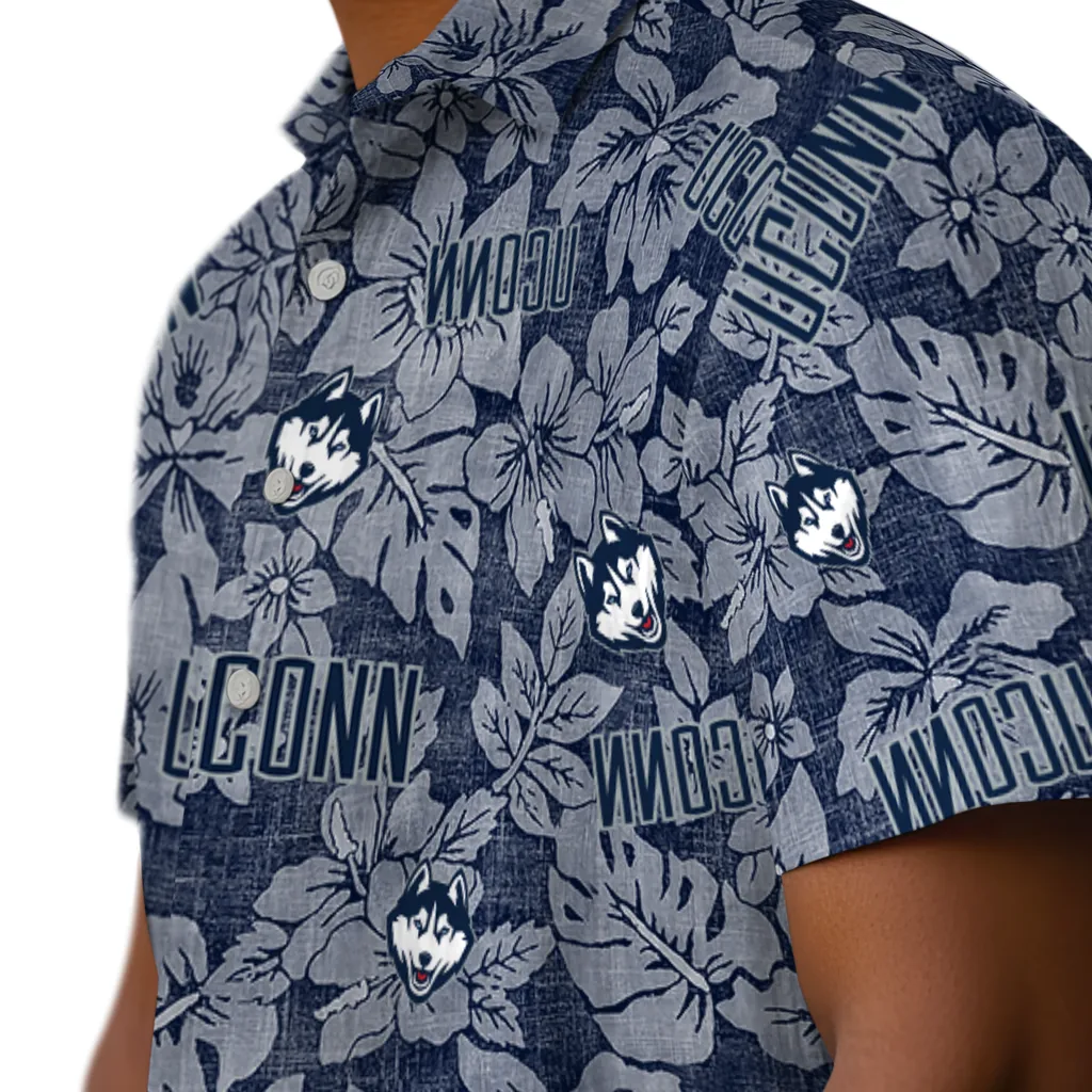 UConn Huskies Hawaiian Shirt - Hibiscus Oasis uconn huskies hibiscus oasis blue hawaiian shirts trendy