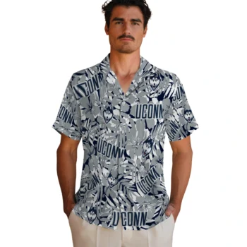 uconn huskies hibiscus overlay hawaiian shirts fashion forward