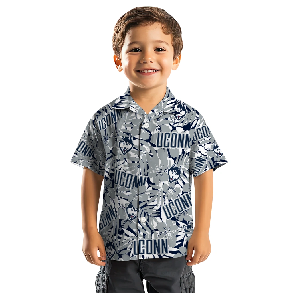 UConn Huskies Hawaiian Shirt - Hibiscus Overlay uconn huskies hibiscus overlay hawaiian shirts top rated