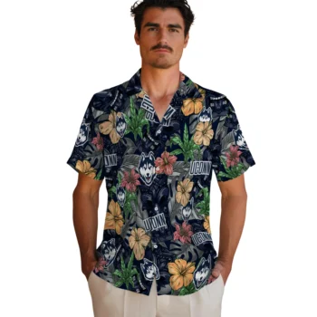 uconn huskies tiki jungle blue hawaiian shirts fashion forward