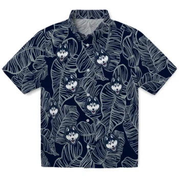 uconn huskies leaf outline blue hawaiian shirts best selling
