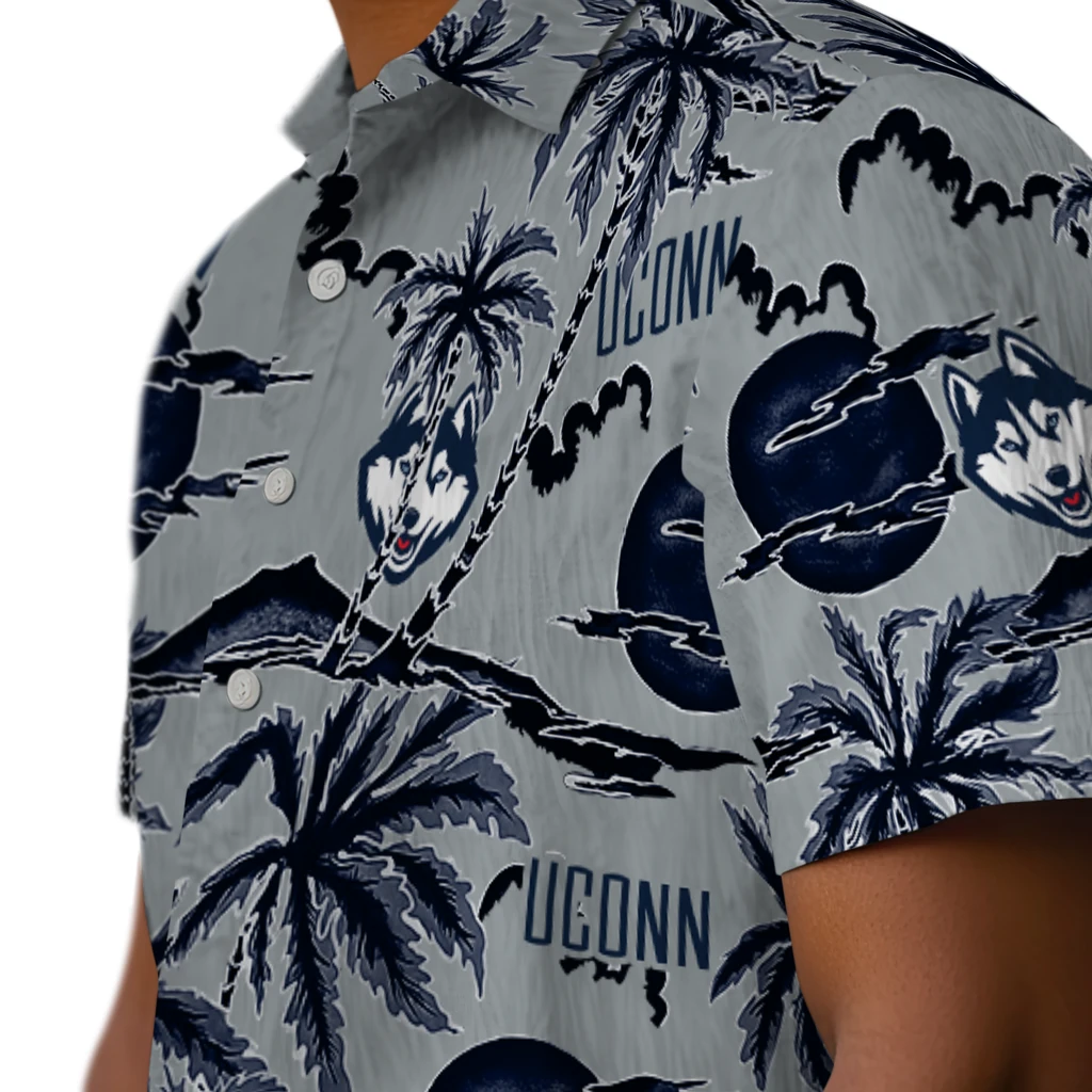 UConn Huskies Hawaiian Shirt - Palm Sunset uconn huskies palm sunset hawaiian shirts trendy