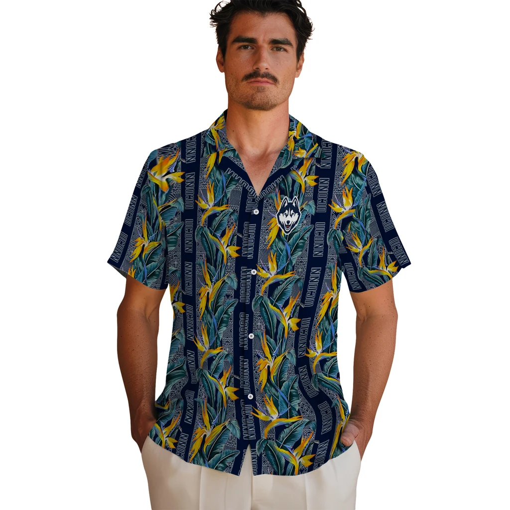 UConn Huskies Hawaiian Shirt - Paradise Vines uconn huskies paradise vines blue hawaiian shirts fashion forward