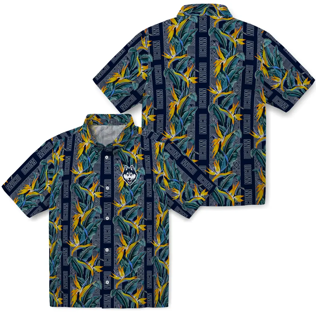 UConn Huskies Hawaiian Shirt - Paradise Vines uconn huskies paradise vines blue hawaiian shirts high quality