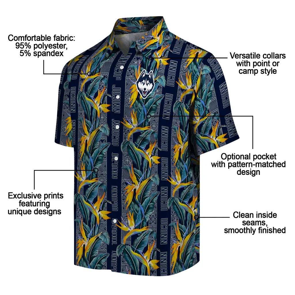 UConn Huskies Hawaiian Shirt - Paradise Vines uconn huskies paradise vines blue hawaiian shirts new arrival