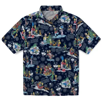 uconn huskies simpsons christmas blue hawaiian shirts best selling