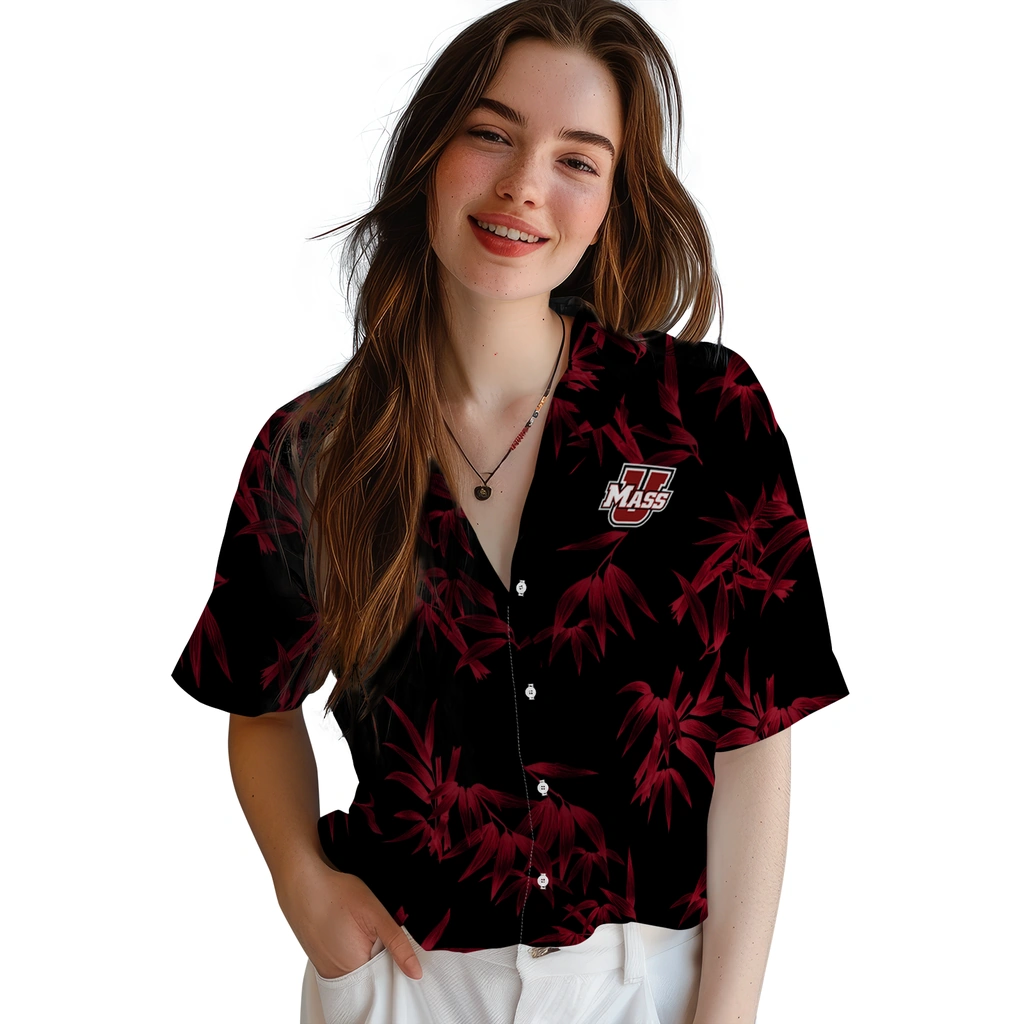 UMass Minutemen Hawaiian Shirt - Bamboo Branches umass minutemen bamboo branches red black hawaiian shirts latest model