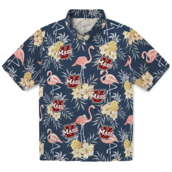 umass minutemen flamingo hibiscus navy hawaiian shirts best selling