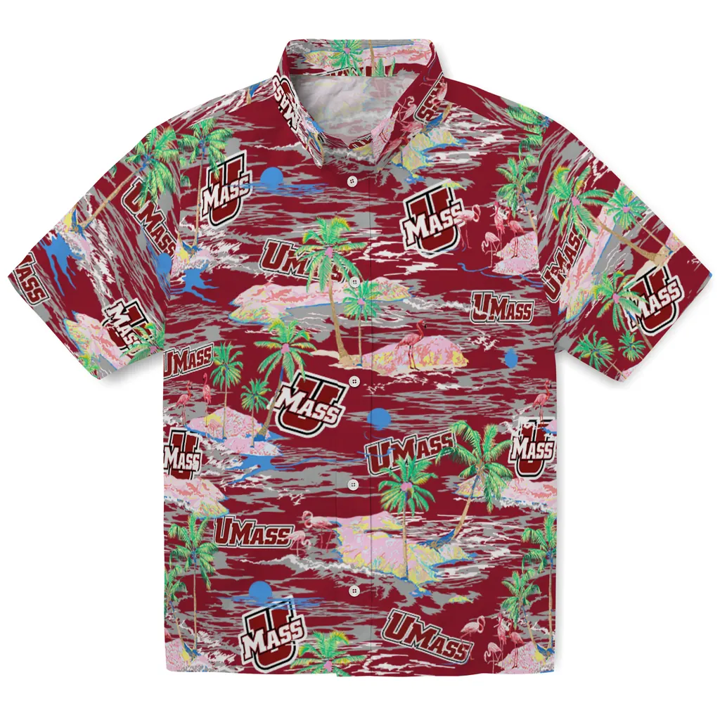 UMass Minutemen Hawaiian Shirt - Hawaii Island umass minutemen flamingo retreat red hawaiian shirts best selling