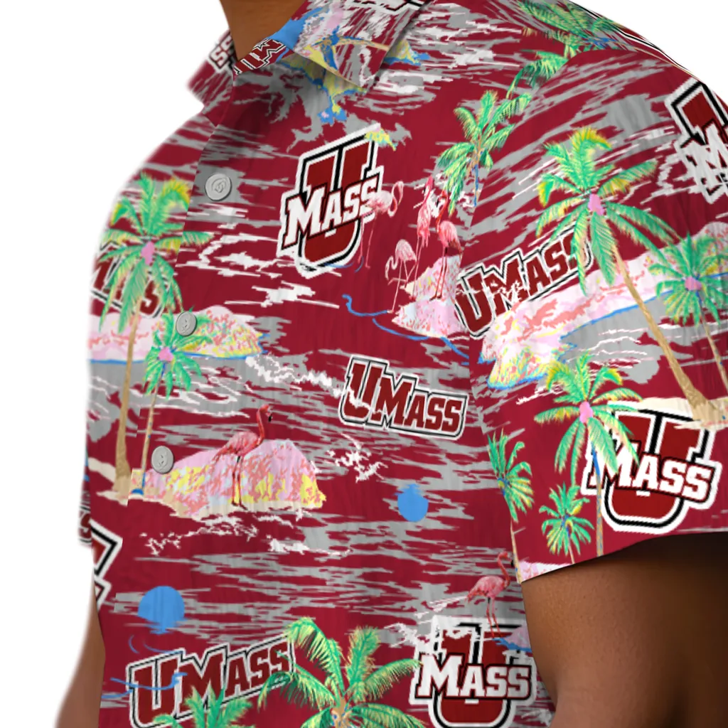 UMass Minutemen Hawaiian Shirt - Hawaii Island umass minutemen flamingo retreat red hawaiian shirts trendy