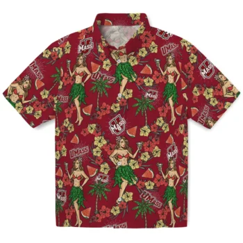umass minutemen hawaiian girls design red hawaiian shirts best selling