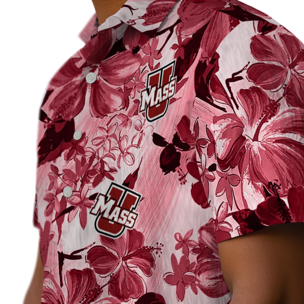 UMass Minutemen Hawaiian Shirt - Hibiscus Arrangement umass minutemen hibiscus arrangement red hawaiian shirts trendy