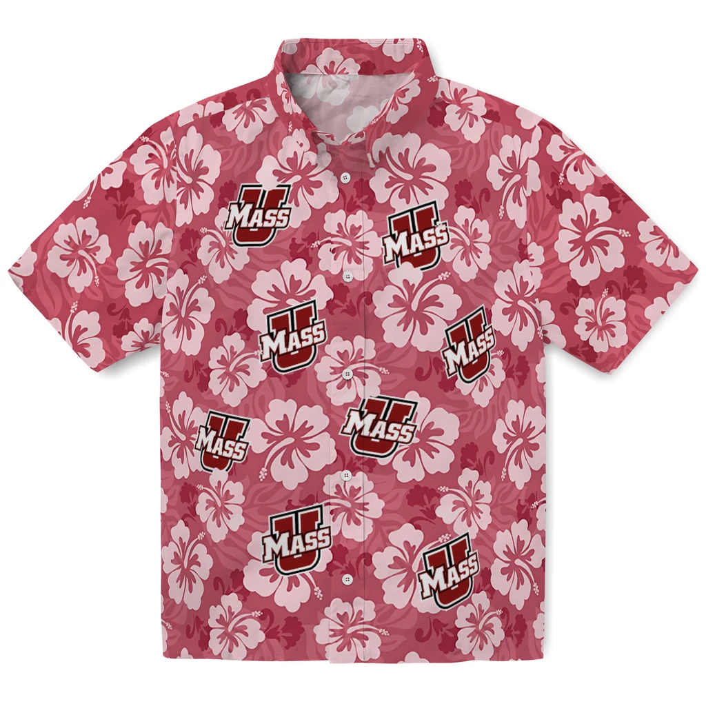 UMass Minutemen Hawaiian Shirt - Hibiscus Cluster umass minutemen hibiscus cluster red hawaiian shirts best selling