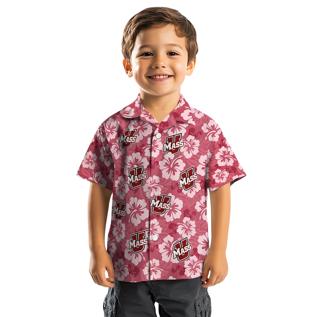 UMass Minutemen Hawaiian Shirt - Hibiscus Cluster umass minutemen hibiscus cluster red hawaiian shirts top rated