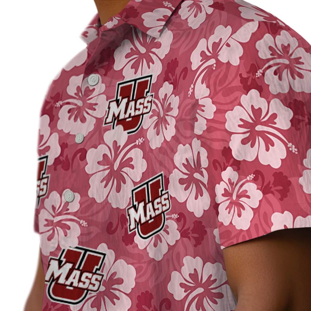 UMass Minutemen Hawaiian Shirt - Hibiscus Cluster umass minutemen hibiscus cluster red hawaiian shirts trendy