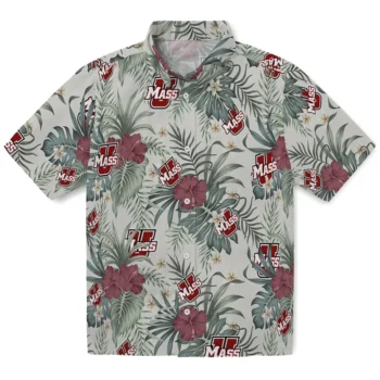umass minutemen hibiscus designs beige hawaiian shirts best selling